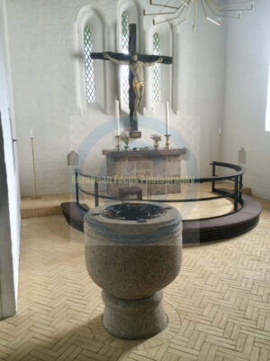 Kloster, Denmark church altar, font